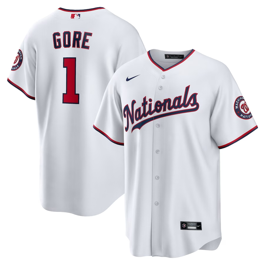 Men's Washington Nationals MacKenzie Gore #1 White Home Jersey Men's Washington Nationals MacKenzie Gore #1 White Home Jersey